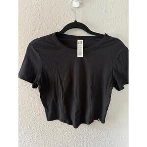 JoyLab black ribbed corset look top size M